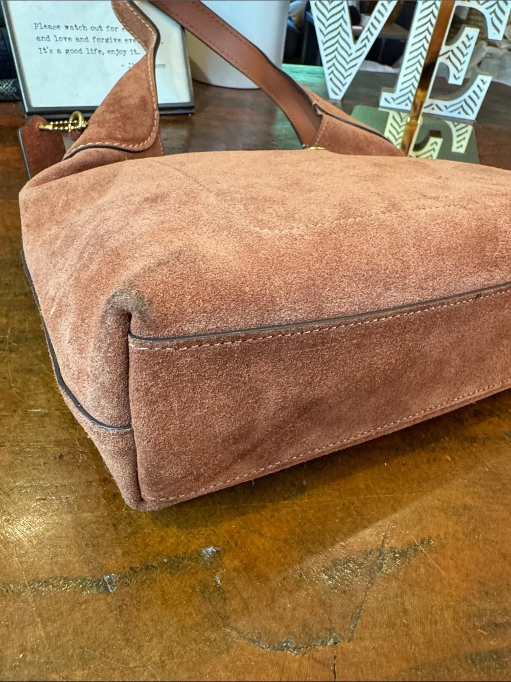 Coach Suede Shoulder Bag in Rust